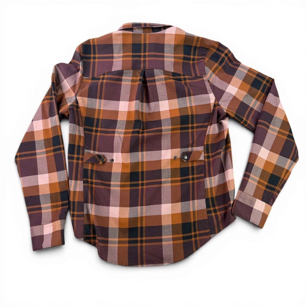 Flylow Madison Flannel Shirt Womens Medium M Plaid Tech Stretch Snap Hiking Ski